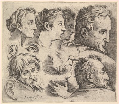 Studier av huvuden. av Battista Franco Veneziano
