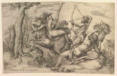Bortförandet av Dejanira. av Battista Franco Veneziano