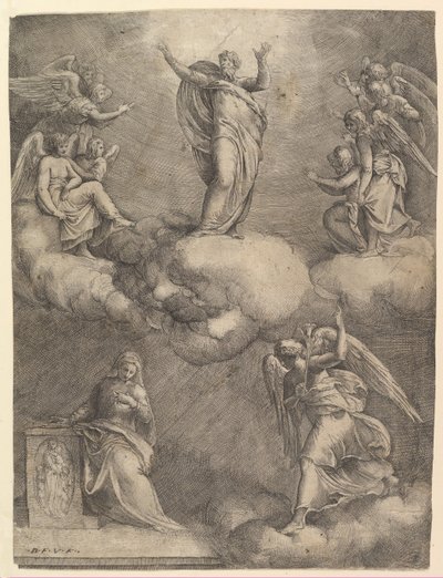 Bebådelsen, före 1557. av Battista Franco Veneziano