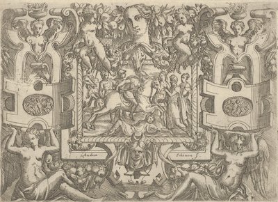 Figur på hästryggen som håller ett svärd och rider över en figur som ligger på marken, s..., ca. 1540-80. av Battista del Moro