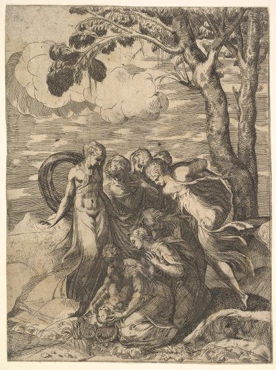 Moses räddad från Nilen, 1500-talet. av Battista del Moro