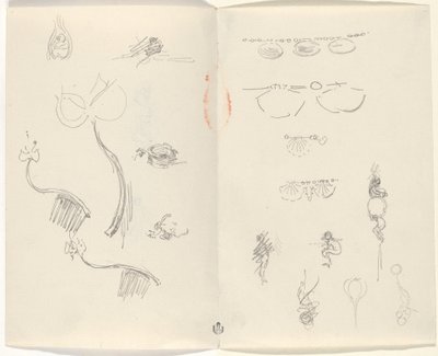 Studier för smyckesdesigner [verso] av Beatrice Godwin Whistler