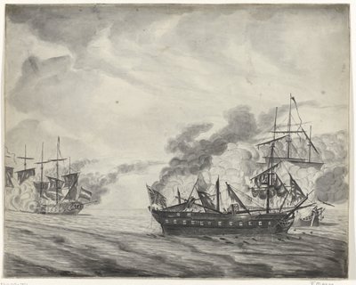 Sjöslaget vid Cadiz, 1781 av Beekman