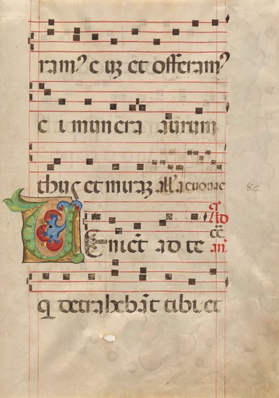 Dekorerat Initial V av Belbello da Pavia