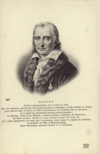 Andre Gretry, belgisk kompositör (1741-1813) av Belgian School