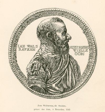 Jean Walravenz, känd som Oomken, Prince of Fools, i Bryssel, 1563 av Belgian School