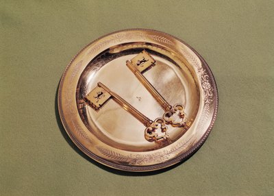 Gentnycklar på en tallrik (silver och förgylld metall) av Belgian School
