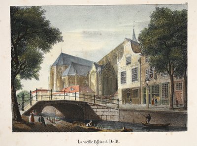 Gamla kyrkan i Delft, ca 1895 (fotokrom) av Belgian School