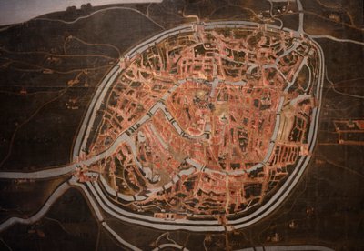 Karta över Brygge. anonym. 1546-1600. Detalj (målning) av Belgian School