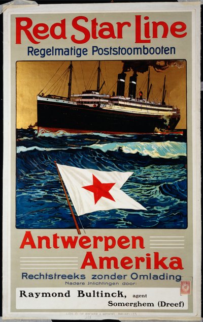 Red Star Line, Antwerpen Amerika, ca 1899 av Belgian School