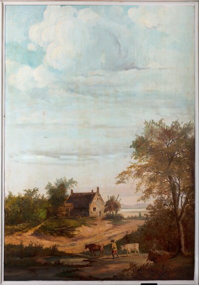 Andra bakrummet på baksidan, mötesrum, väggmålningar med lantliga scener i klassisk stil, troligen från omkring 1810, scen 7 av Belgian School