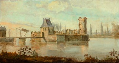 Andra bakre rummet på baksidan, mötesrum, väggmålningar med lantliga scener i klassisk stil, troligen från omkring 1810, scen 6 av Belgian School