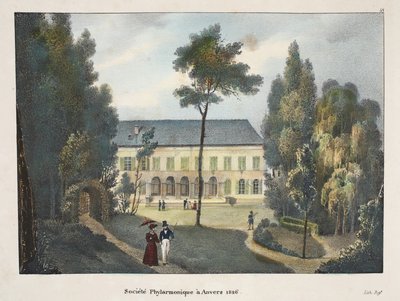 Fylharmoniska sällskapet i Antwerpen 1826, ca 1895 (fotokrom) av Belgian School