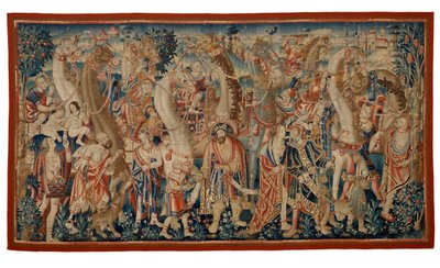 Tapestry, The Camel Caravan, från "Conquest of India"-serien, från Tournai, ca 1510 (ull och siden) av Belgian School