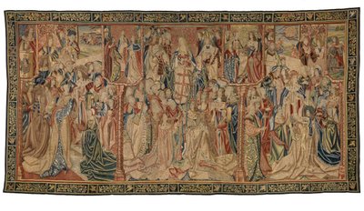 Tapestry, Triumph of the Virgin eller Madonna, tillverkad i Bryssel, Belgien, ca 1500 (ull och siden) av Belgian School
