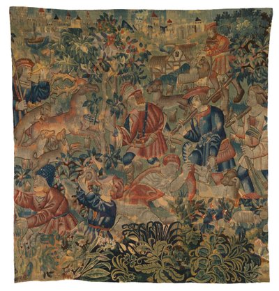 Gobeläng föreställande jaktscener, möjligen från Tournai, ca 1500 (ull) av Belgian School