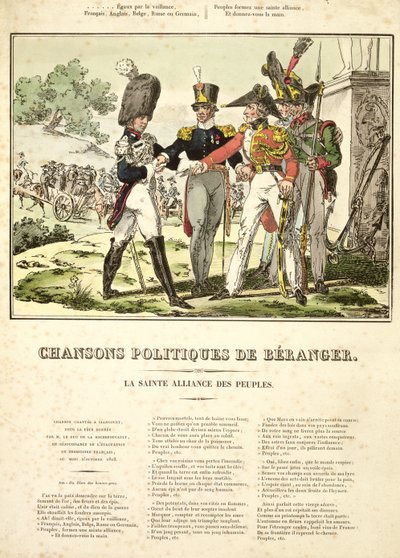The Holy Alliance of the Nations, från Chansons Politiques de Beranger, 1815-1818 av Belgian School