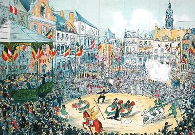 "Lumecon" i Mons (färg litho) av Belgian School