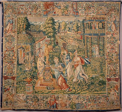 Gåvorna av Pomone (Pomona) nymf av frukter Gobeläng av tillverkarna i Bryssel. 1500-talsgener, Musei di Strada Nuova av Belgian School