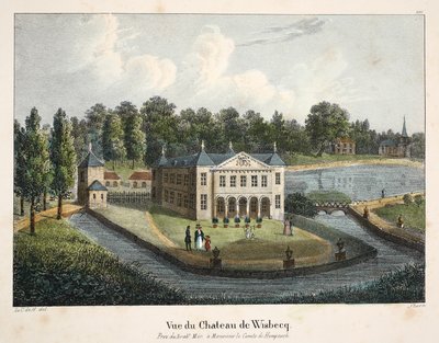 Utsikt över Château de Wisbecq, ca 1895 (fotokrom) av Belgian School