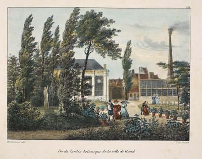 Utsikt över den botaniska trädgården i staden Gent, ca 1895 (fotokrom) av Belgian School