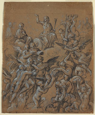 Teckning, Kristus i härlighet med änglar, ca 1630 av Belisario Corenzio