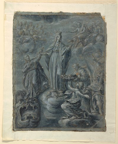 Teckning, Recto: Jungfruns kröning, ca 1630 av Belisario Corenzio