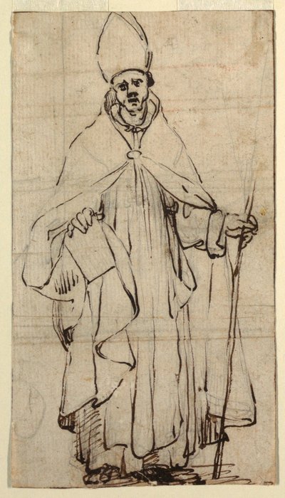 Teckning, stående biskop, ca 1620 av Belisario Corenzio