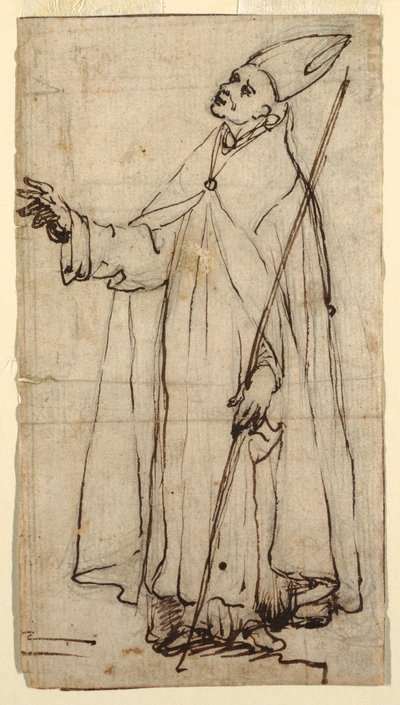 Teckning, stående biskop, ca 1620 av Belisario Corenzio