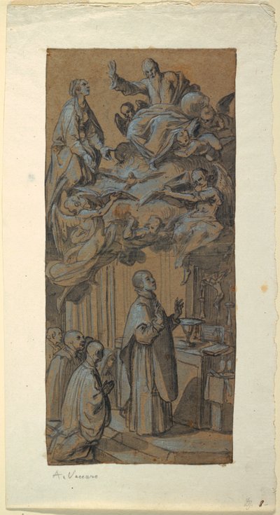 Teckning, Vision under mässa, ca 1630 av Belisario Corenzio