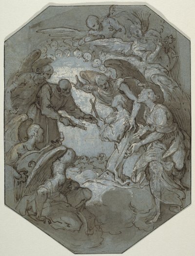 St. Petrus och änglarna får en själ i paradiset av Belisario Corenzio