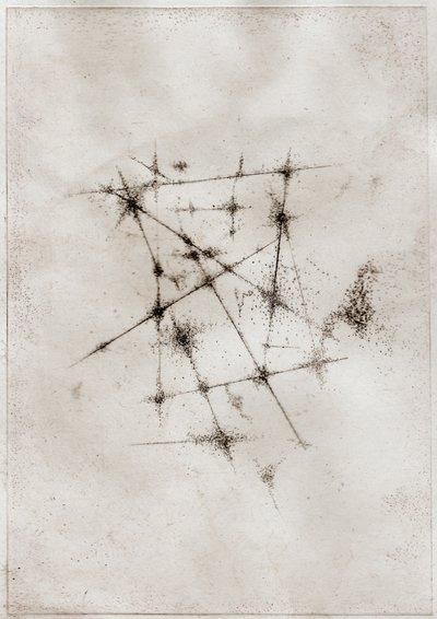 Nebula, 2018 (torrnål på papper) av Bella Larsson