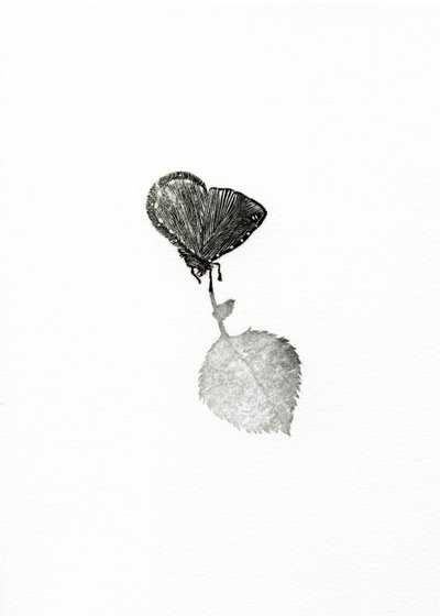Spänning, 2014 (trägravyr på papper) av Bella Larsson