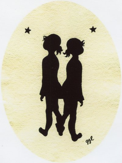 Twin Stars, 2009, bläck på papper av Bella Larsson