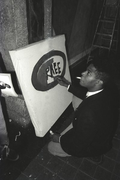 Jean-Michael Basquiats målning "Pree" på Area, New York av Ben Buchanan