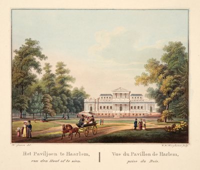 Paviljongen i Harlem, sedd från Wood. Vue du Pavillon de Harlem, prise du Bois, 1825 (handkolorerad gravyr) av Bendrik Greeven