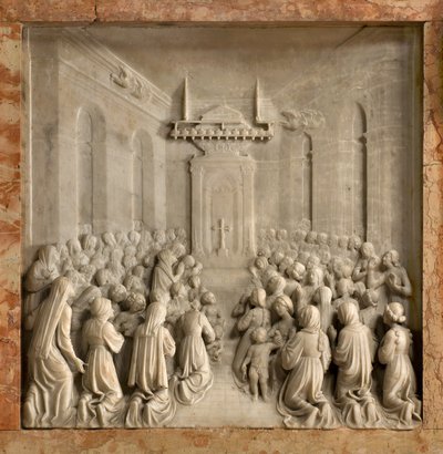 Krypten, de heliga Marcellinus och Peters exorcists ark, Benedict Briosco 1506-08, Duvornas mirakel av Benedetto Briosco