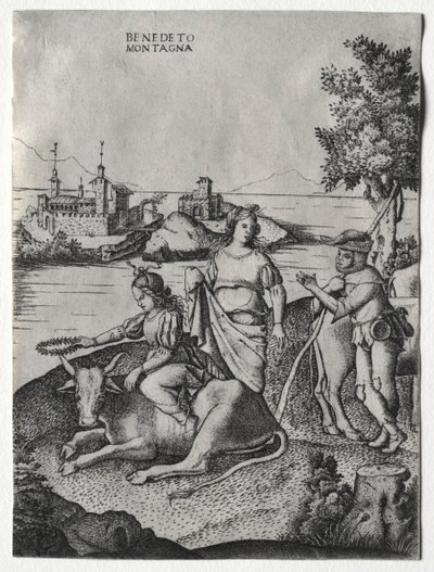 Europas våldtäkt, ca. 1515-1520. av Benedetto Montagna