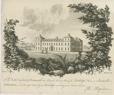 Sandwell Park - Hall: kopparplåtgravyr, nd [c 1770] av Benezech