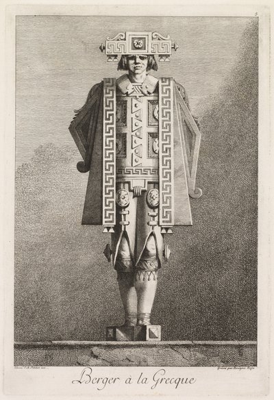 Grekisk maskerad: Shepherd a la Grecque Plate 5, 1771. av Benigno Bossi