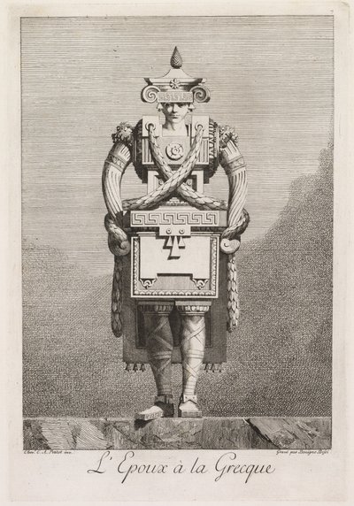 Masquerade à la Grecque: Brudgummen à la Grecque Plate 7, 1771. av Benigno Bossi