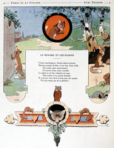 Räven och druvorna, illustration från 