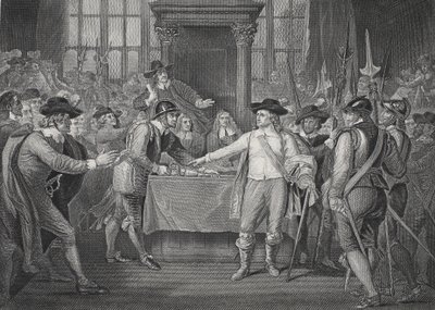 Oliver Cromwell upplöser det långa parlamentet av Benjamin (after) West