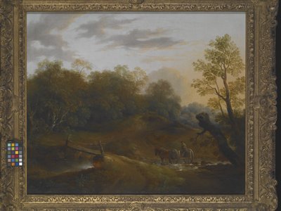 Pony Cart Crossing A Woodland Brook (olja på duk) av Benjamin Barker