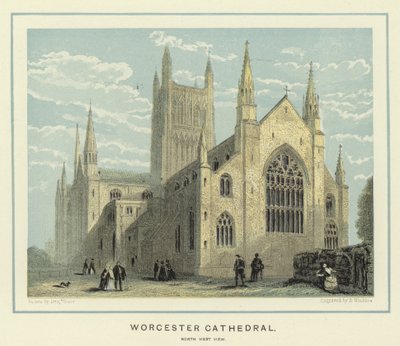 Worcester Cathedral, nordvästlig vy av Benjamin Baud