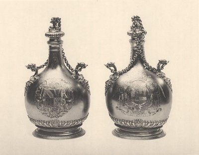 Ett par William III Pilgrimsflaskor, ca 1690 (förgyllda silver) av Benjamin Bradford