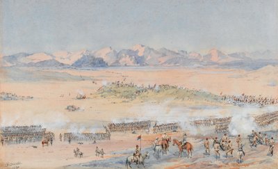 Framsteg för den 9:e och 10:e sudanesiska bataljonen av den egyptiska armén vid slaget vid Toski, 3 augusti 1889 (akvarell) av Benjamin Donisthorpe Alsop Donne