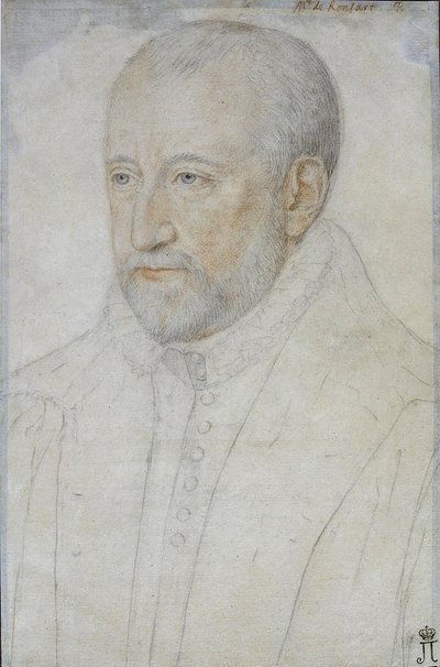 Porträtt av Pierre de Ronsard (1524-1585) av Foulon, Benjamin (ca 1550-ca 1612). Svart krita och sangvin på papper, storlek: 33x23, andra hälften av 1500-talet, State Hermitage, St. Petersburg av Benjamin Foulon