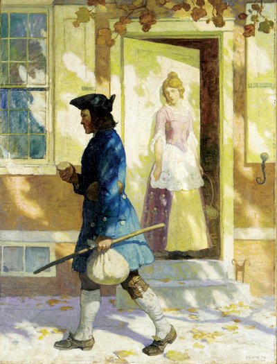 "Benjamin Franklins (1706-1790) ankomst som ung man till Philadelphia för att söka arbete" Målning av Newell Convers (NC) Wyeth (1882-1945) Privat samling av Benjamin Franklin
