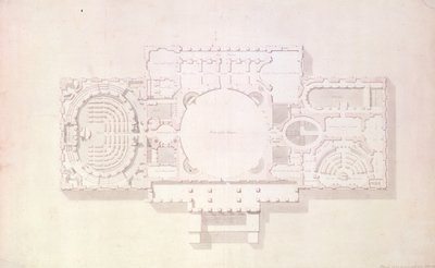 Plan för huvudberättelsen om Capitol, USA, 1806 av Benjamin Henry Latrobe